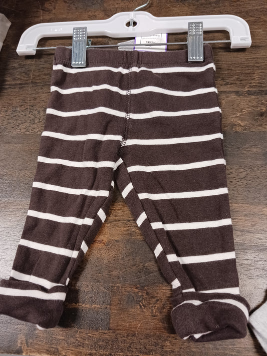 Brown/White Striped Carters Pants, 3M B