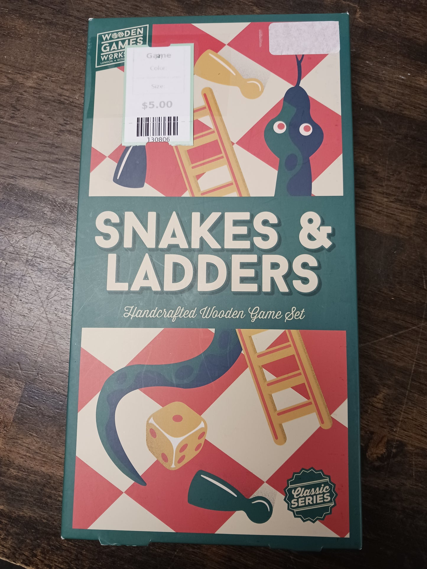 Wooden Snakes & Ladders Game