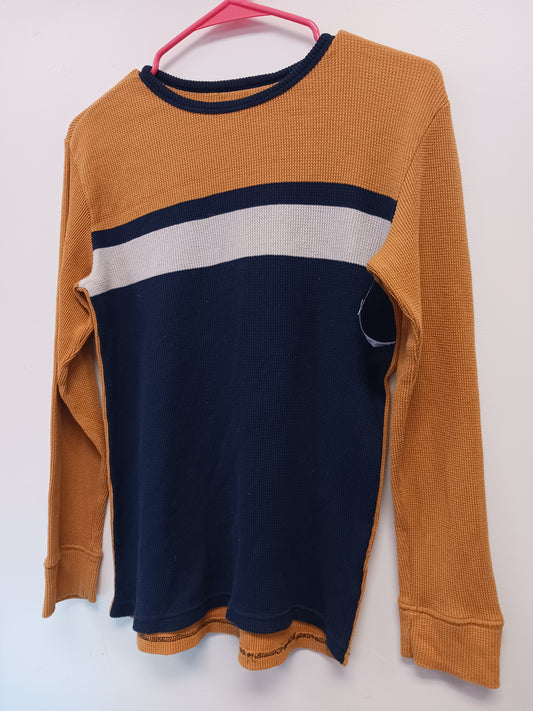 Yellow/Navy/Cream Childrens Place Longsleeve Shirt, 10 B