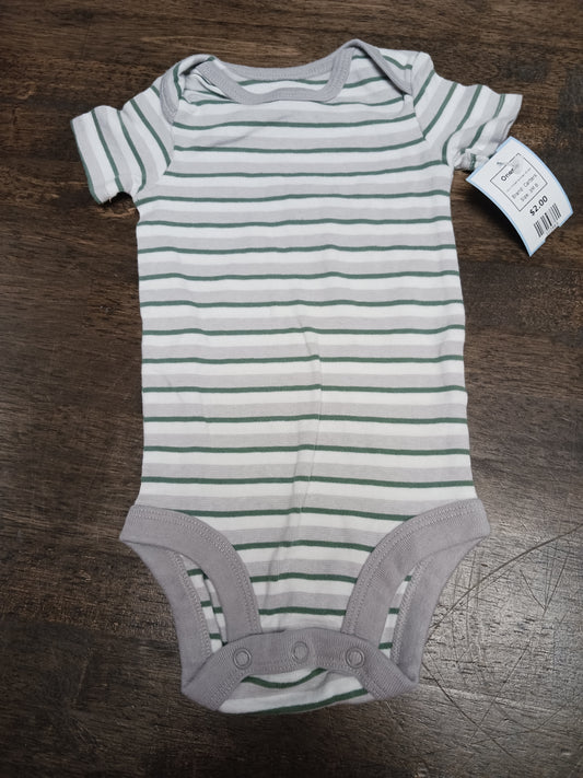 White/Grey/Green Striped Carters Onesie, 3M B