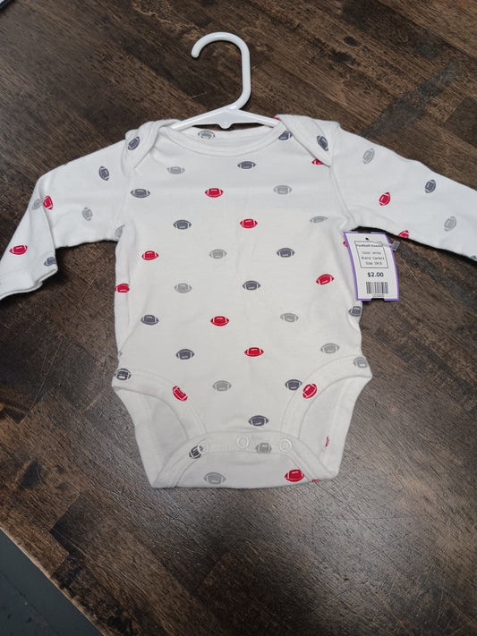 white Carters Football Onesie, 3M B