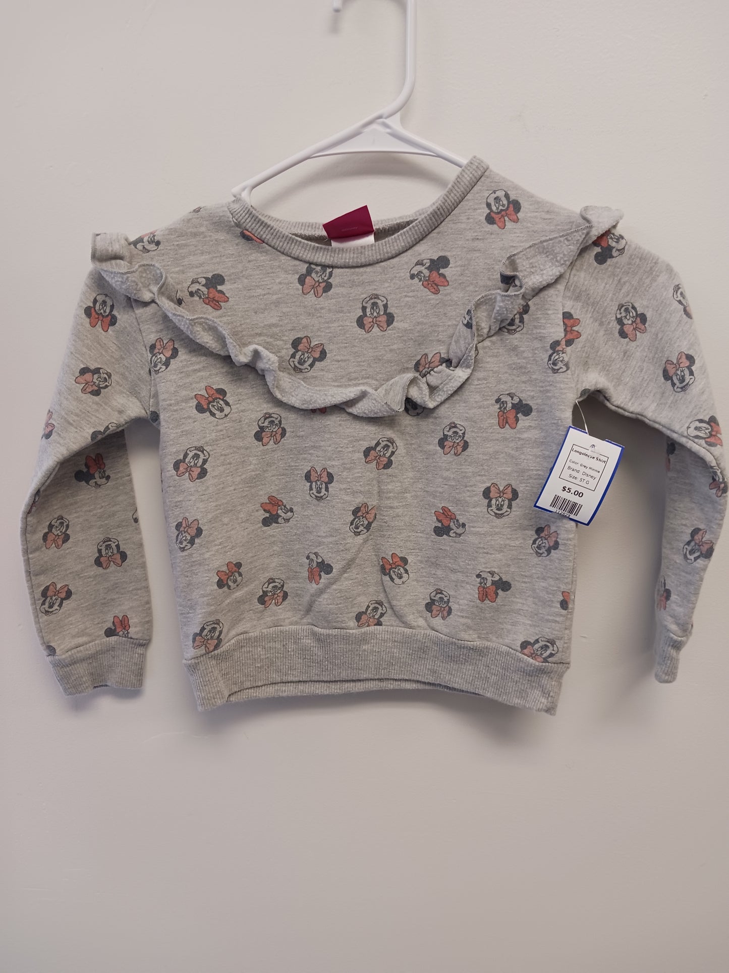 Grey Minnie Disney Longsleeve Shirt, 5T G