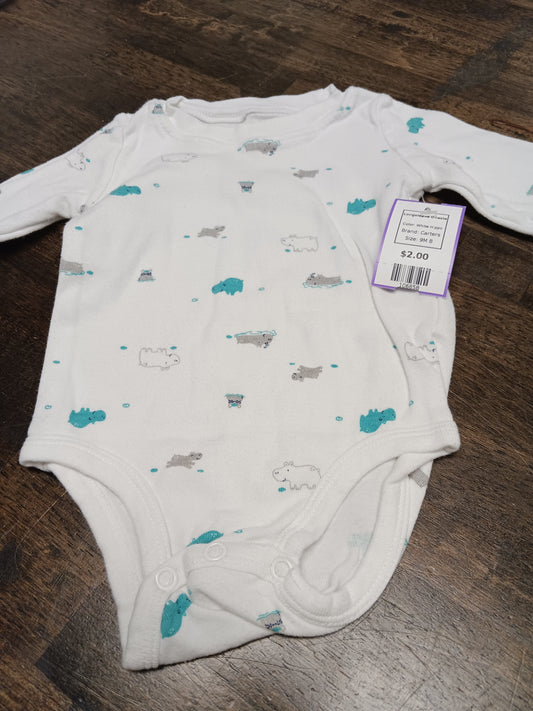 White Hippo Carters Longsleeve Onesie, 9M B
