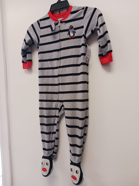 grey/black Carters Penguin Striped Sleeper, 18M B
