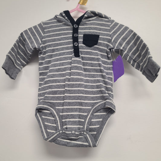 Grey/White Striped Carters Longsleeve Onesie, 3M B