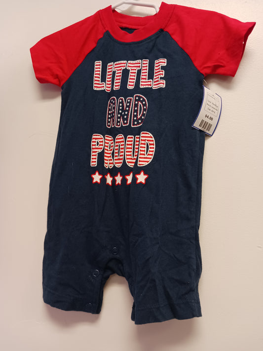 Red/Blue Celebrate Little & Proud One Piece 6/9m, 6M B