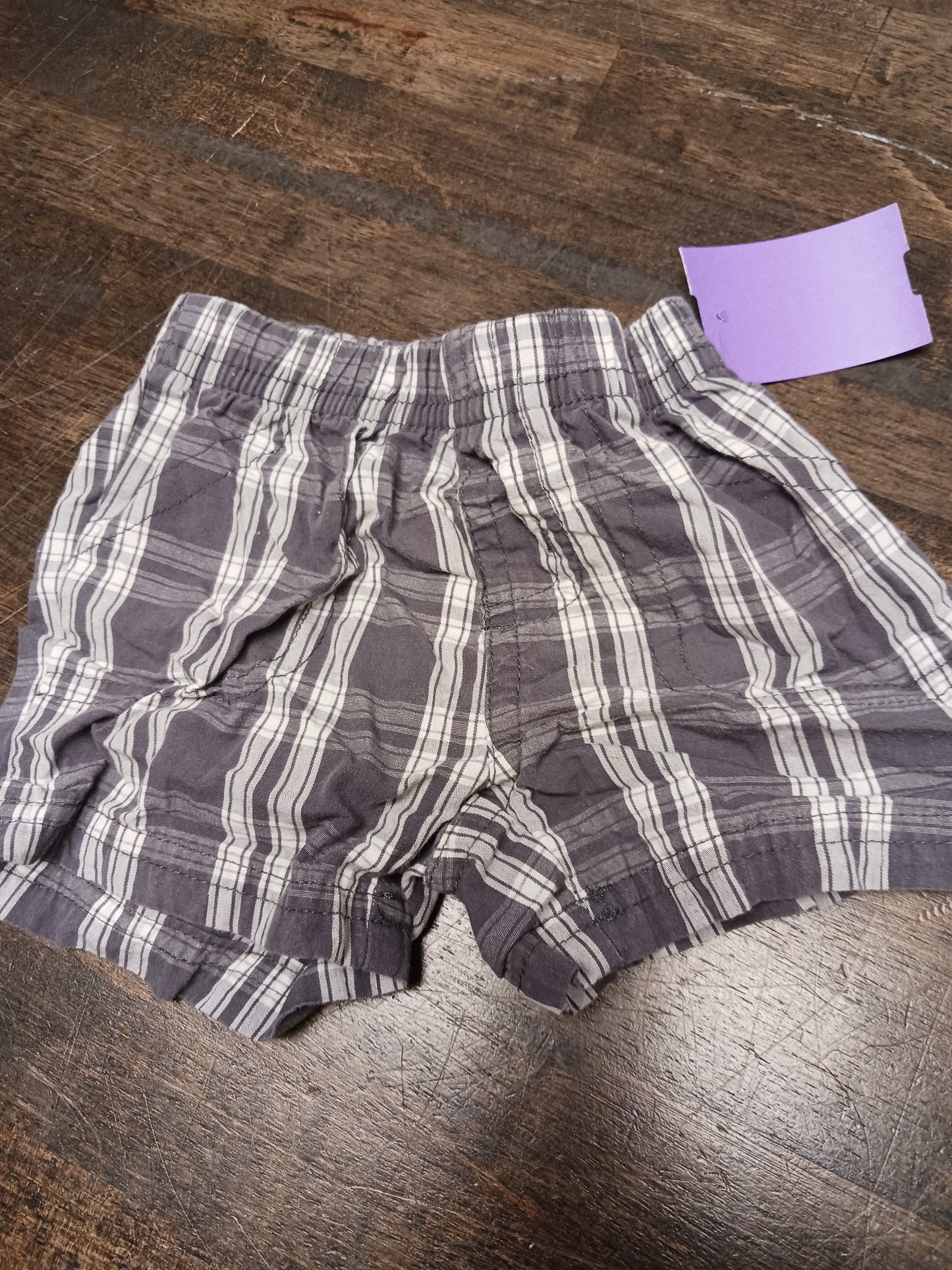 Grey/White Plaid Carters Shorts, 6M B