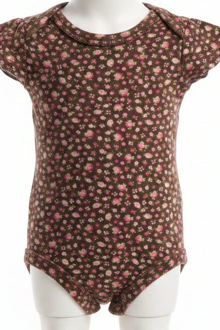 Brown/Pink Flowers Carters Onesie, NB G