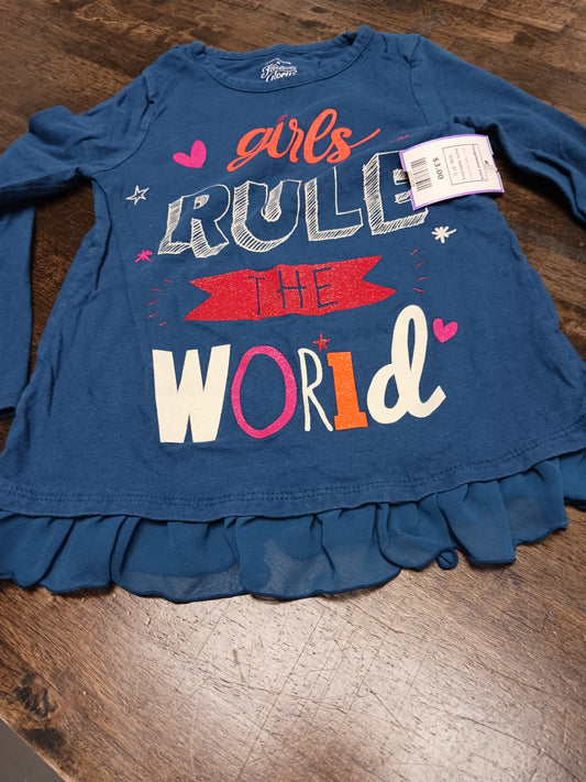 Navy Girls Rule Faded Glory Longsleeve Shirt, 4T G