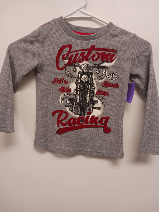 Grey Motorcycle Toughskins Longsleeve Shirt, 3T B