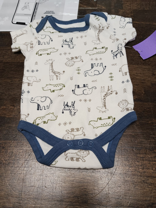 White/Blue Animal Kyle & Deena Onesie, 3M B