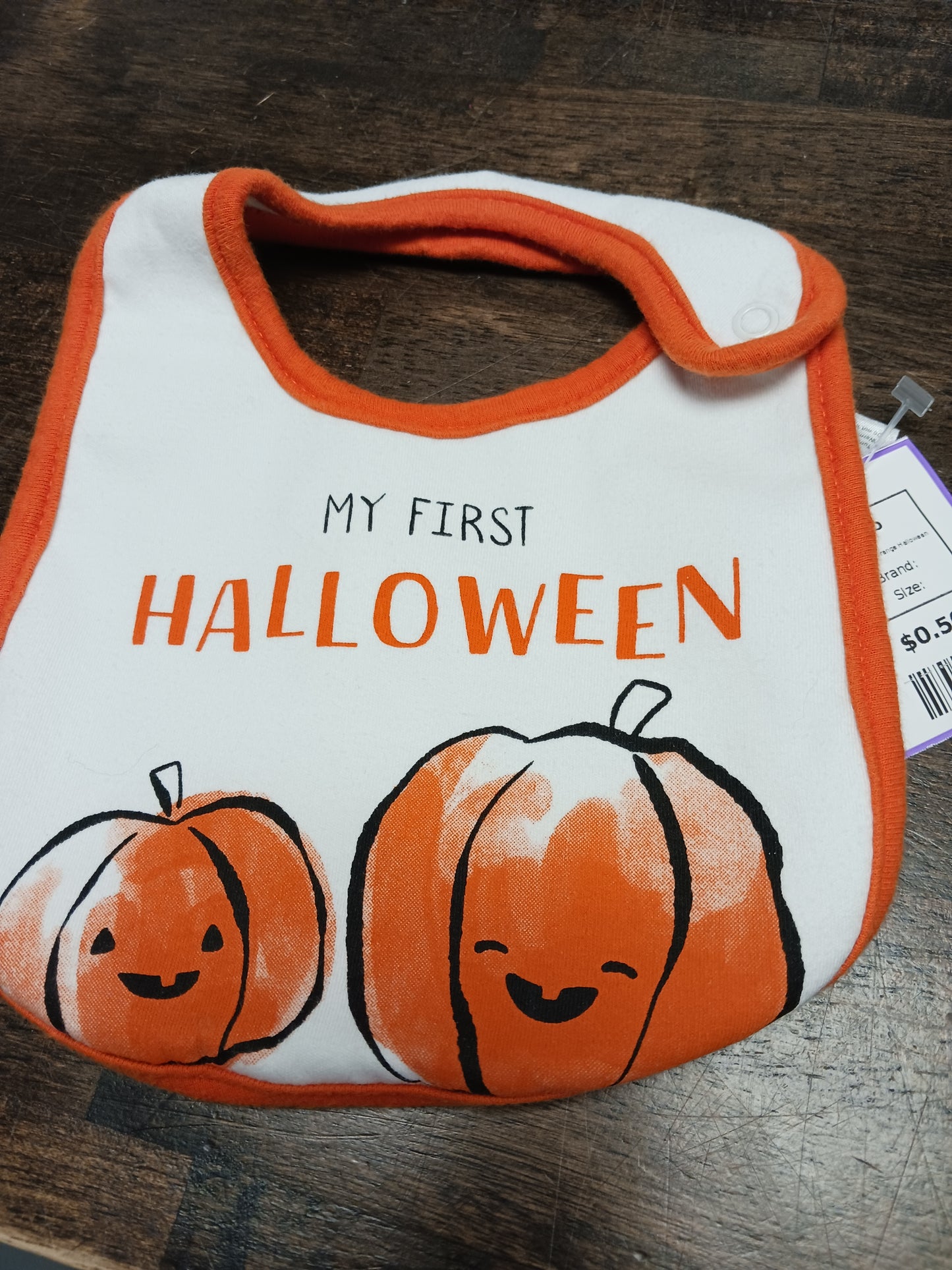 White/Orange Halloween  Bib