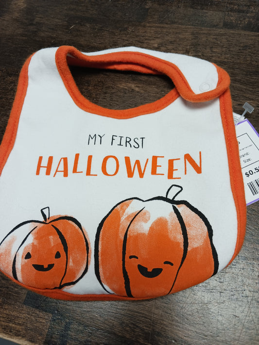 White/Orange Halloween  Bib
