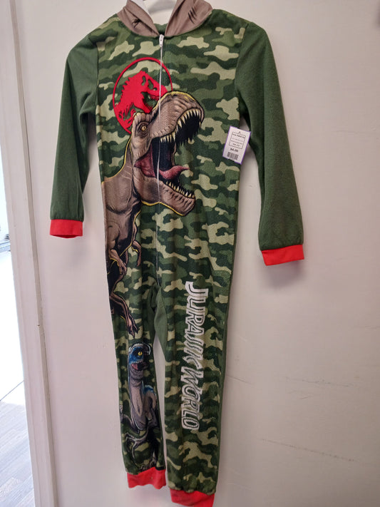 Green Camo Dino Jurassic Park One Piece Pjs, 6 B