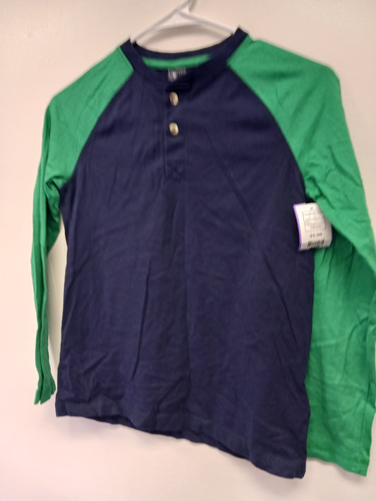 Navy/Green Spotter Zebra Longsleeve Shirt, 8 B