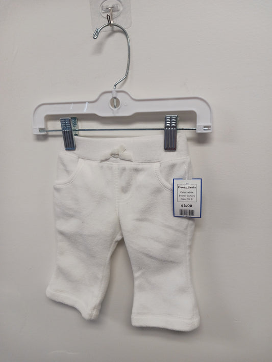 white Carters Fleece Pants, 3M B