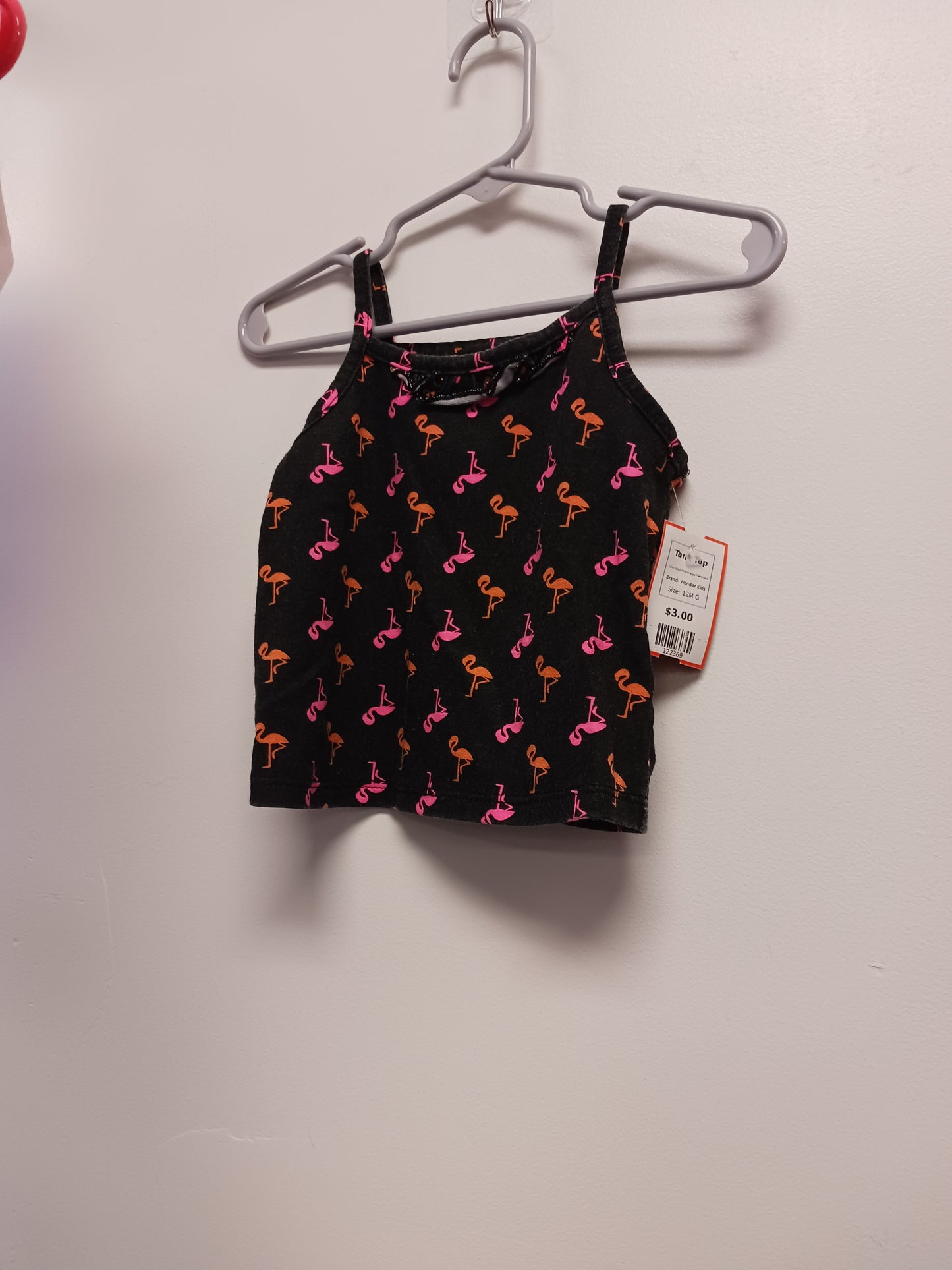Black/Pink/Orange Flamingos Wonder Kids Tank Top, 12M G