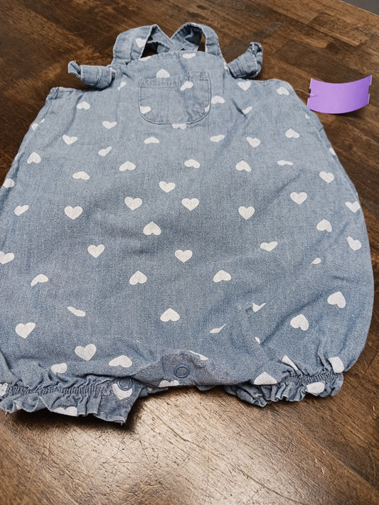 Denim/White Heart Carters Short One Piece, 12M G