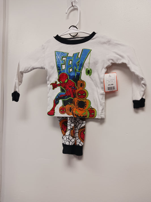 White/Orange Halloween Spiderman Pjs, 2T B