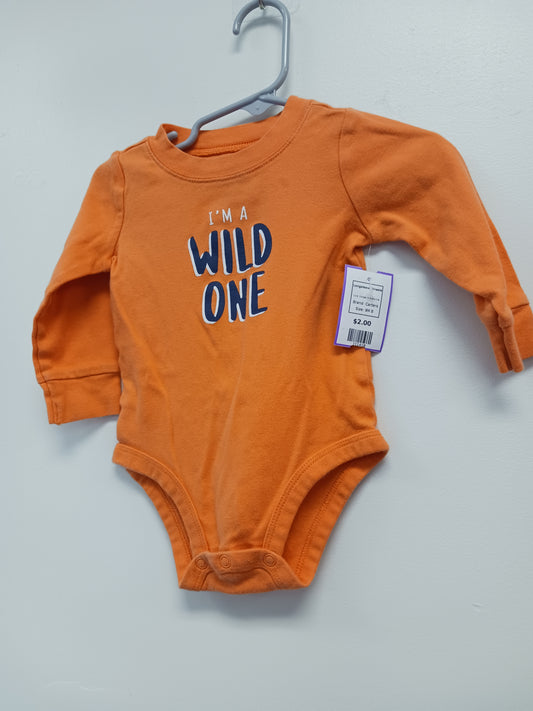 Orange I'm A Wild One Carters Longsleeve Onesie, 9M B