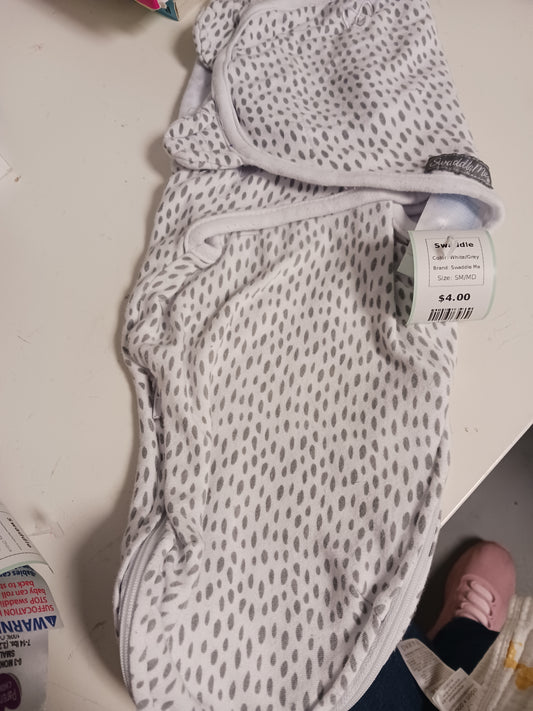 White/Grey Swaddle Me Swaddle, SM/MD