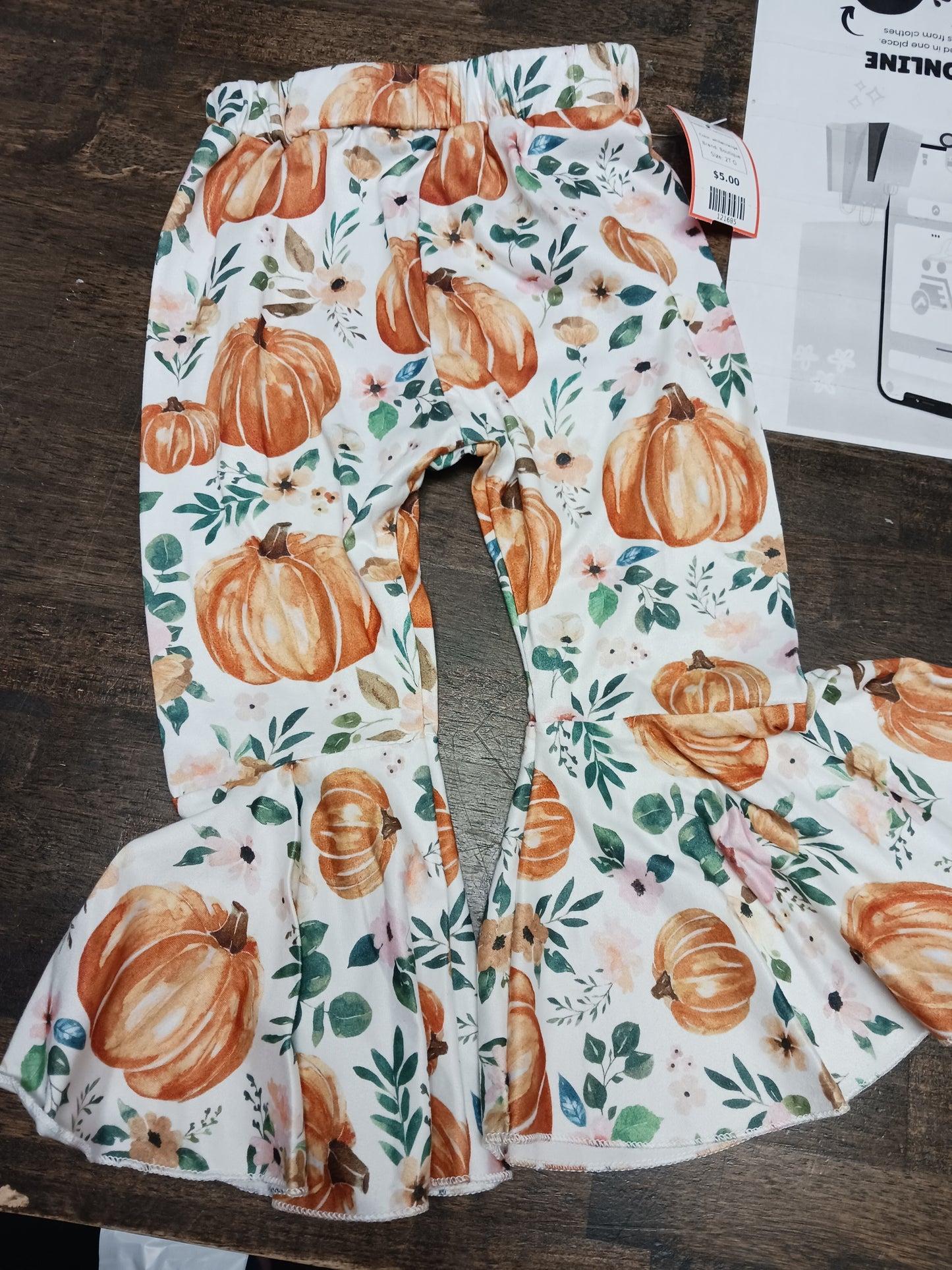 white/orange Boutique Pumpkin Bell Bottom Pants, 2T G