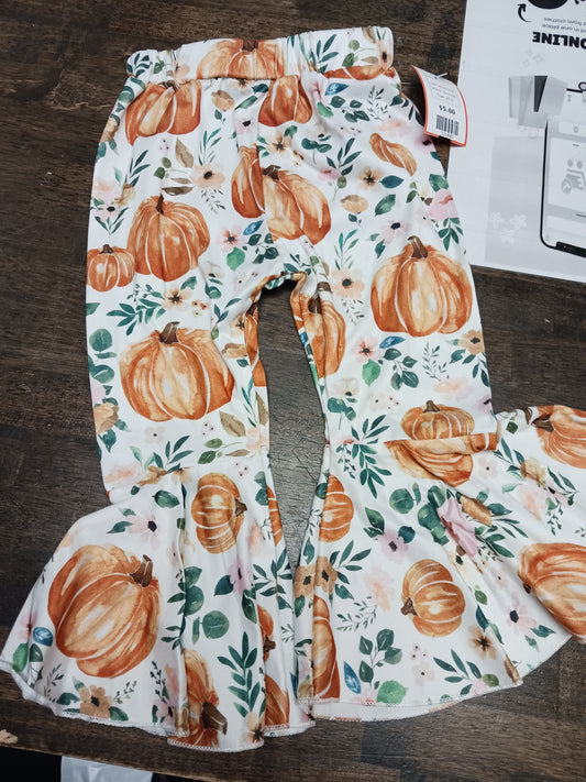white/orange Boutique Pumpkin Bell Bottom Pants, 2T G