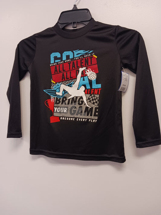 black Athletic Works Long Sleeve Soccer Tshirt   4/5, 4T B