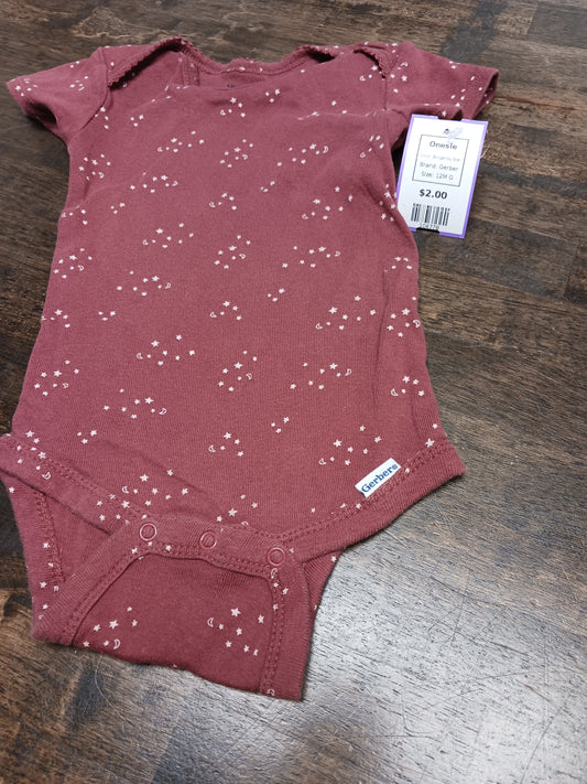 Burgandy Star Gerber Onesie, 12M G