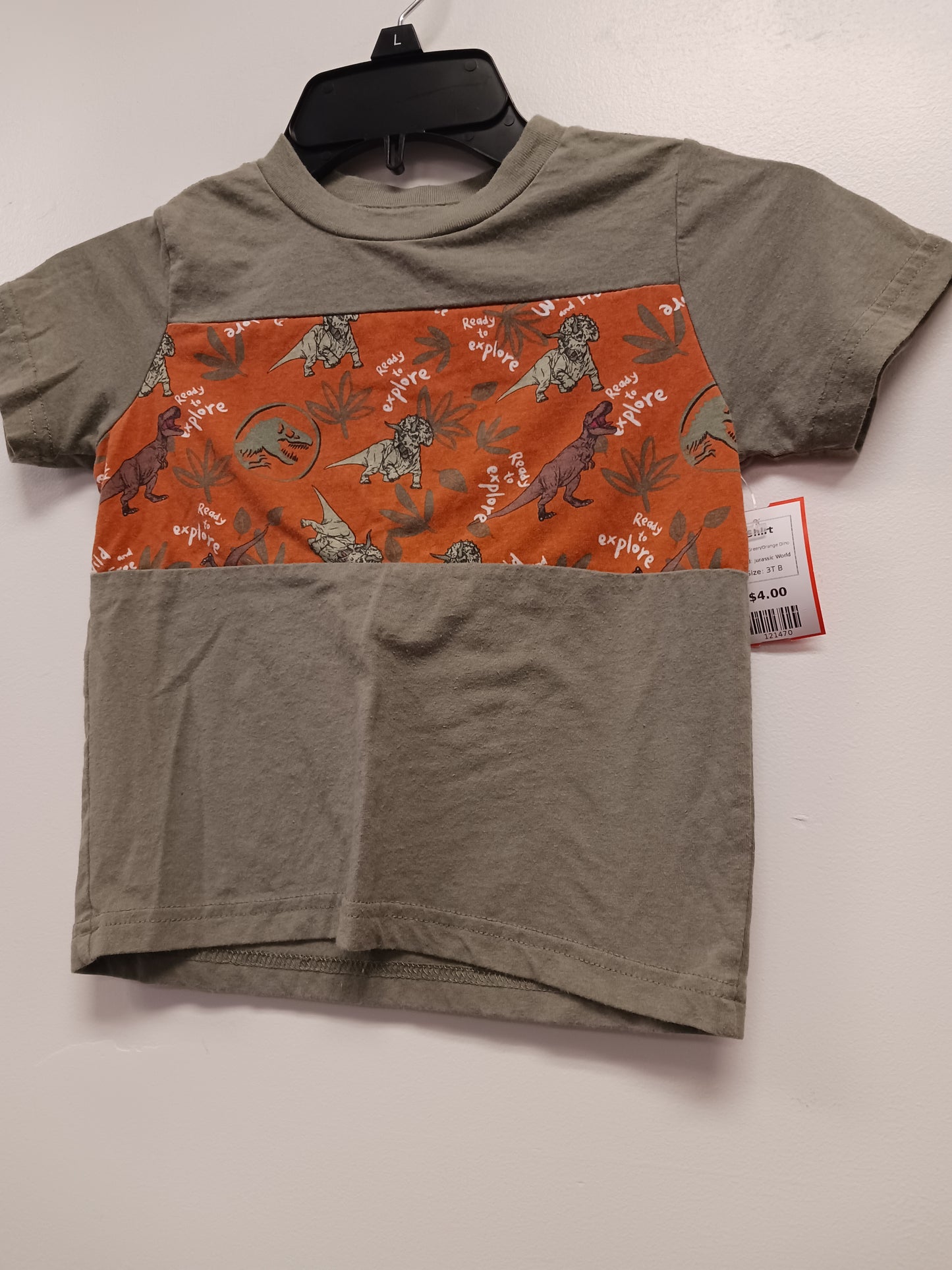 Green/Orange Dino Jurassic World Shirt, 3T B