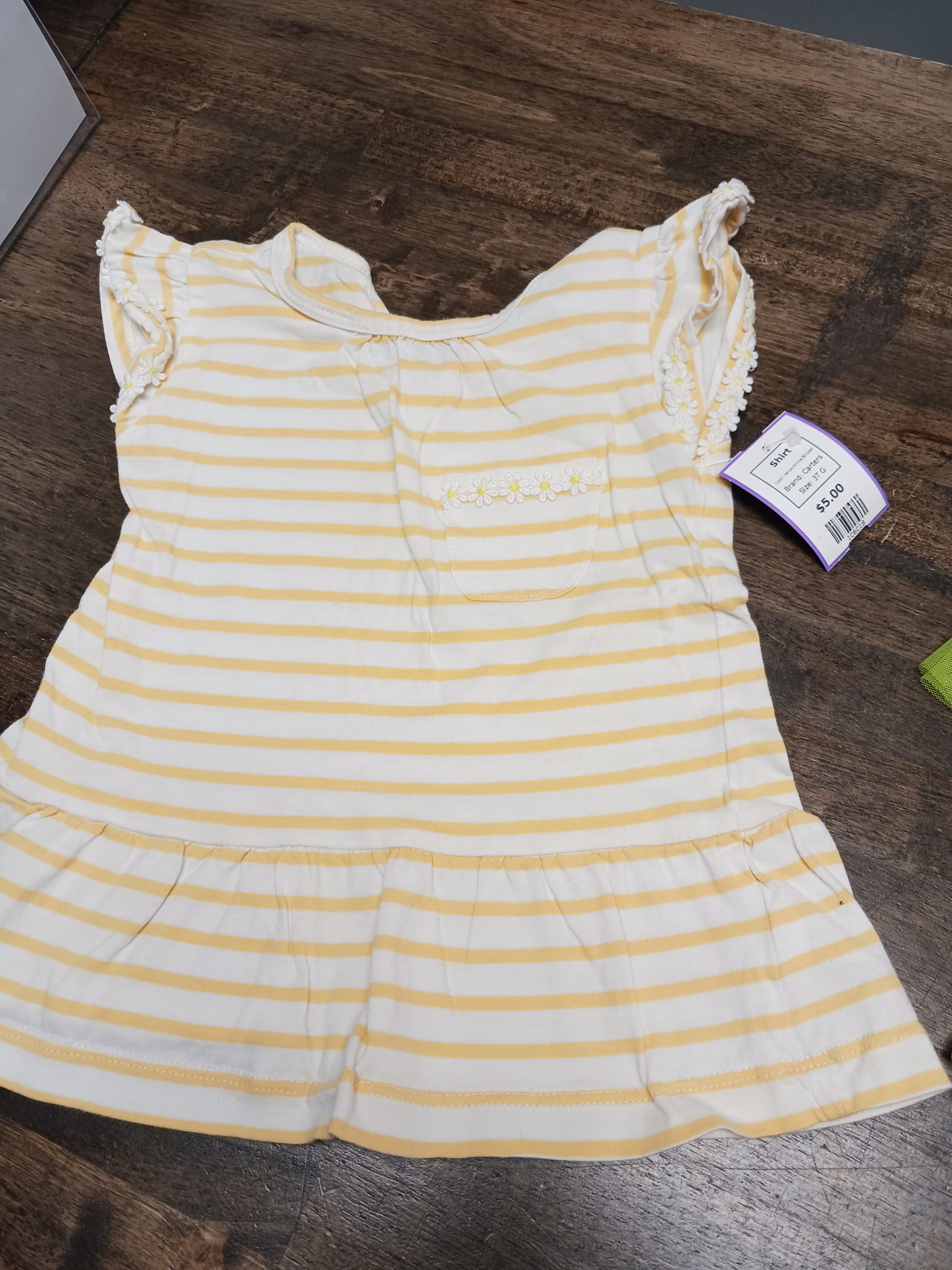 Yellow/White Striped Carters Shirt, 3T G