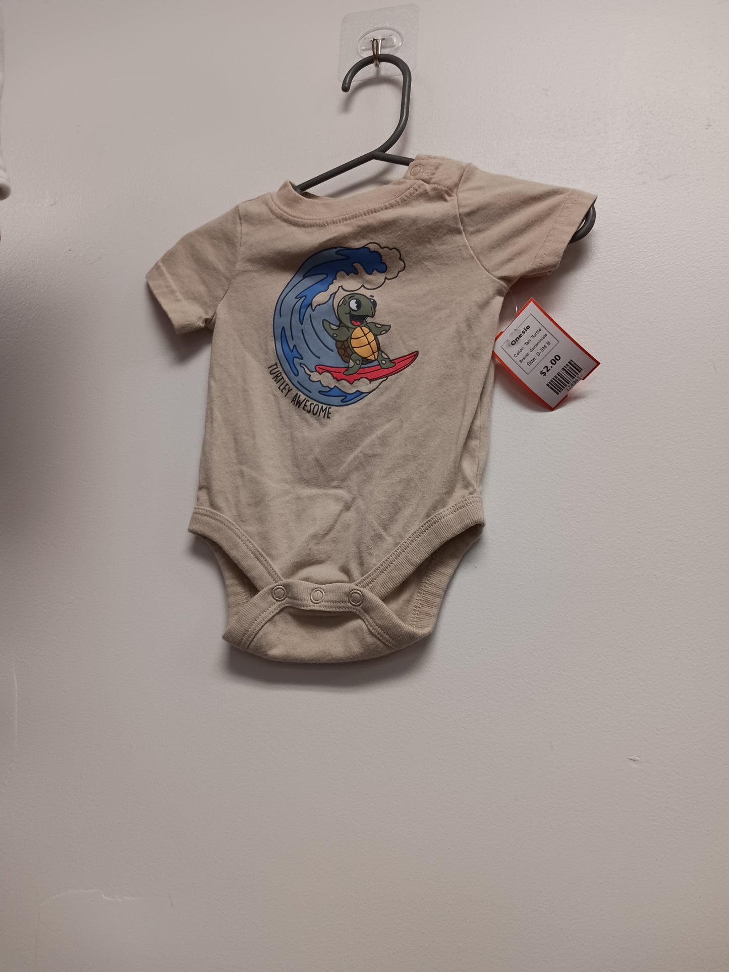 Tan Turtle Garanimals Onesie, 0-3M B