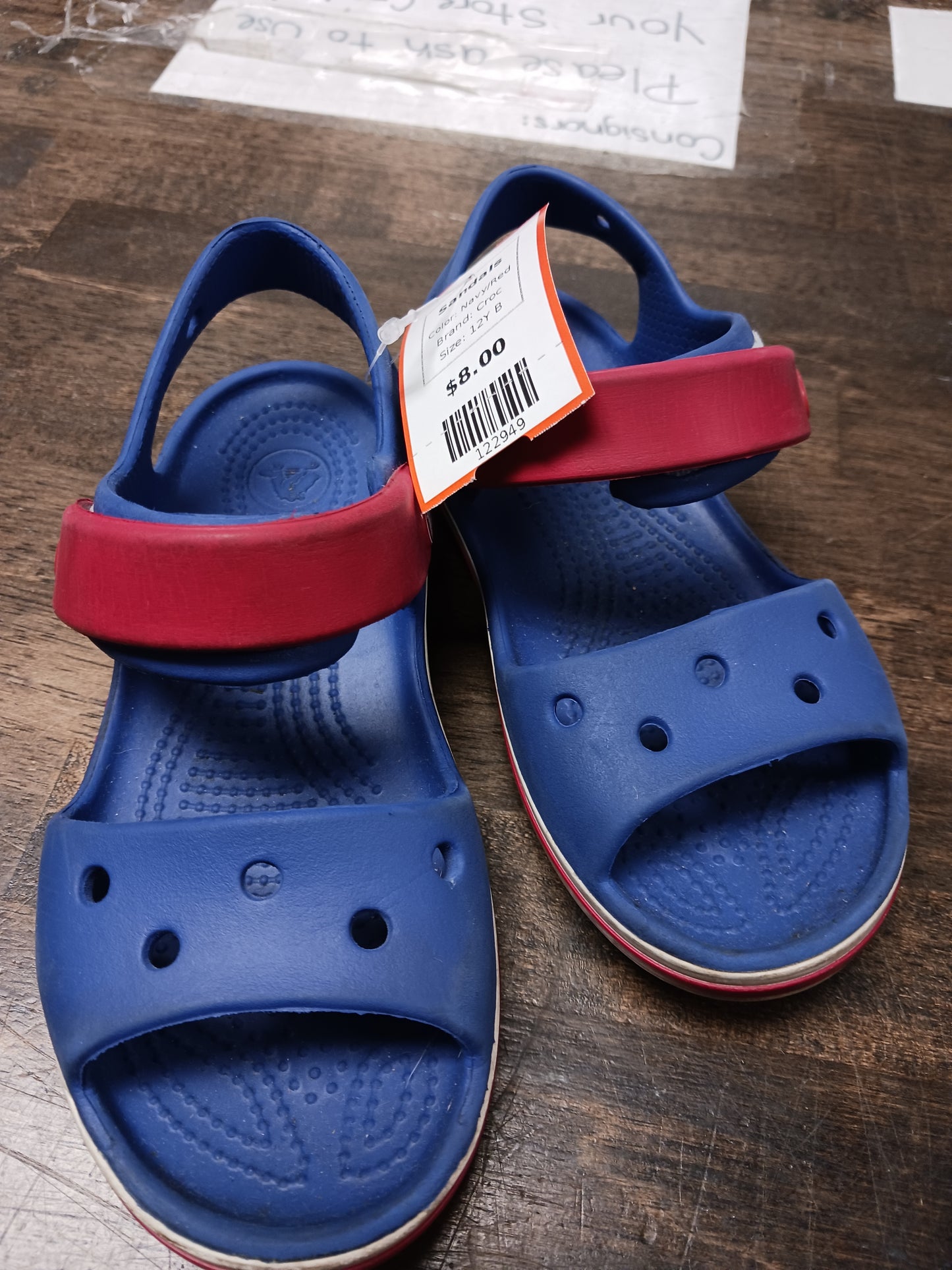 Navy/Red Croc Sandals, 12Y B
