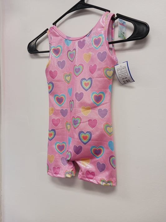 Pink/Colorful Heart Boutique Gymnastics Leotard, 3T G