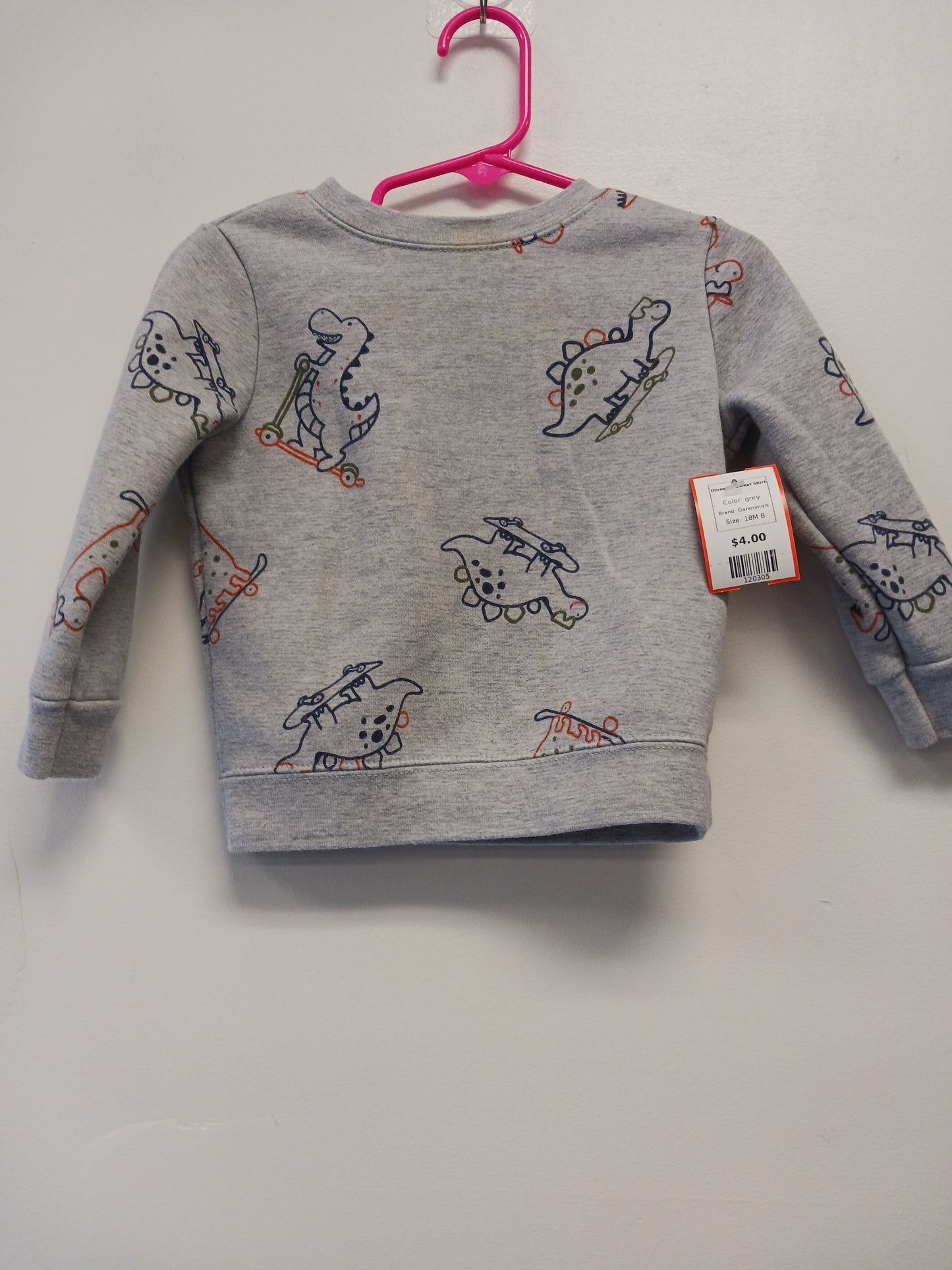 grey Garanimals Dinosaur Sweat Shirt, 18M B