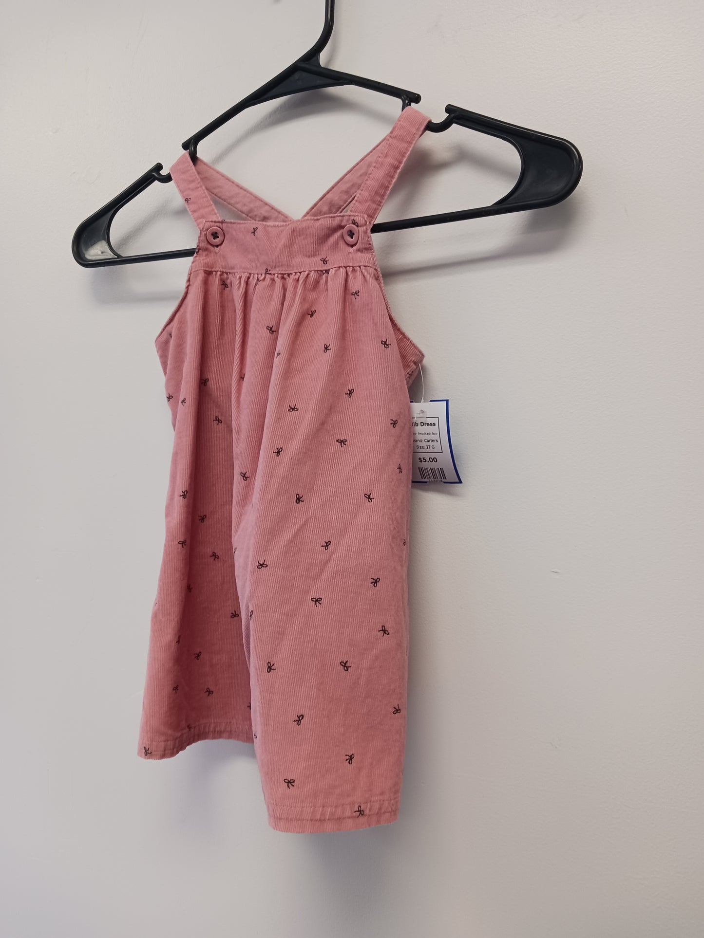 Pink/Black Bow Carters Bib Dress, 2T G