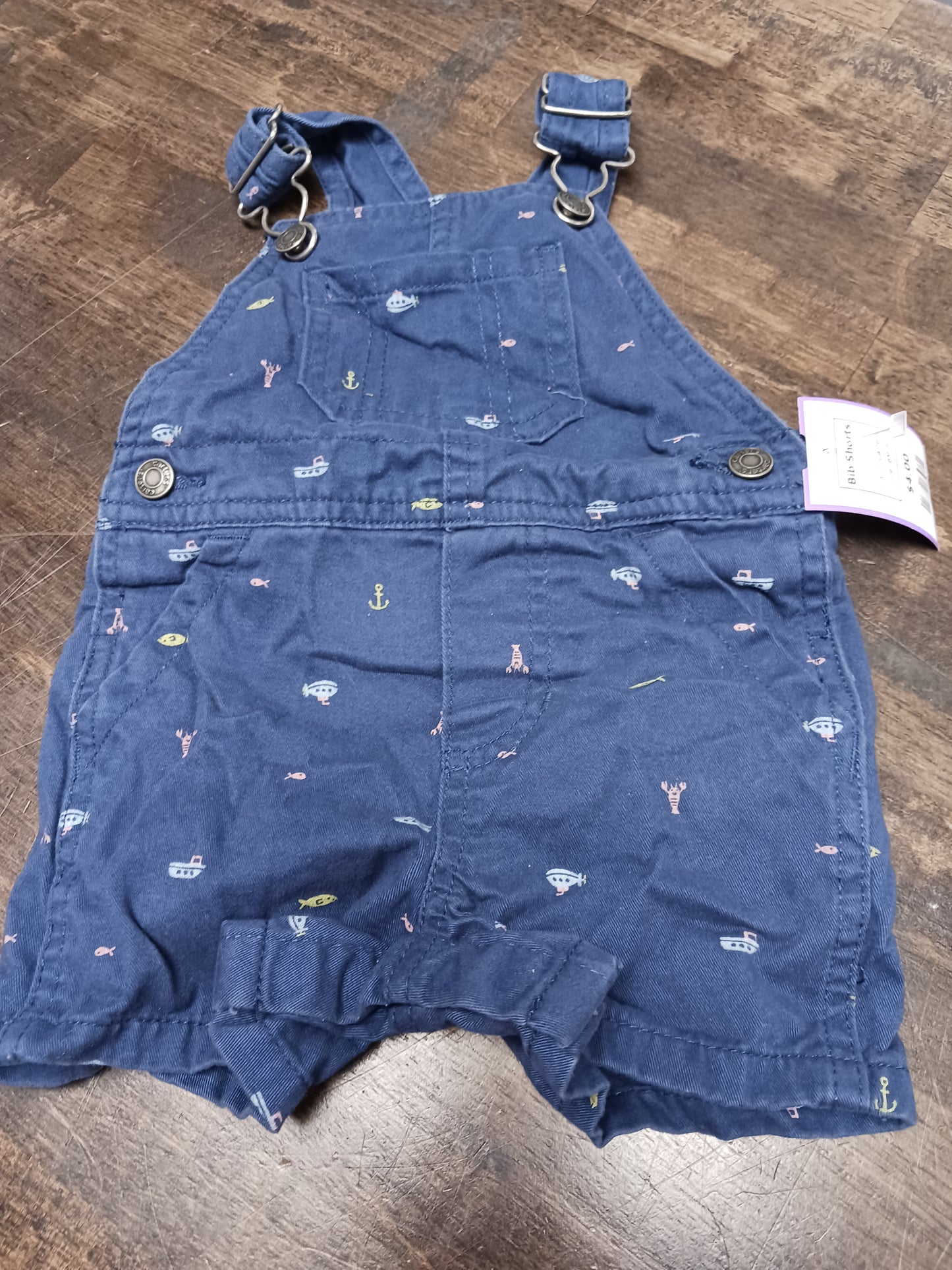 Navy Boat/Fish Carters Bib Shorts, 6M B