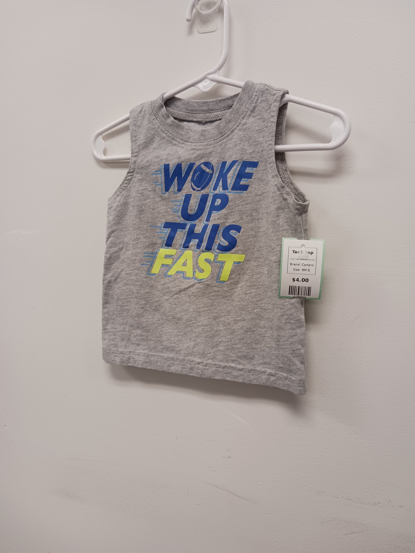 Grey Woke Up This Fast Carters Tank Top, 9M B