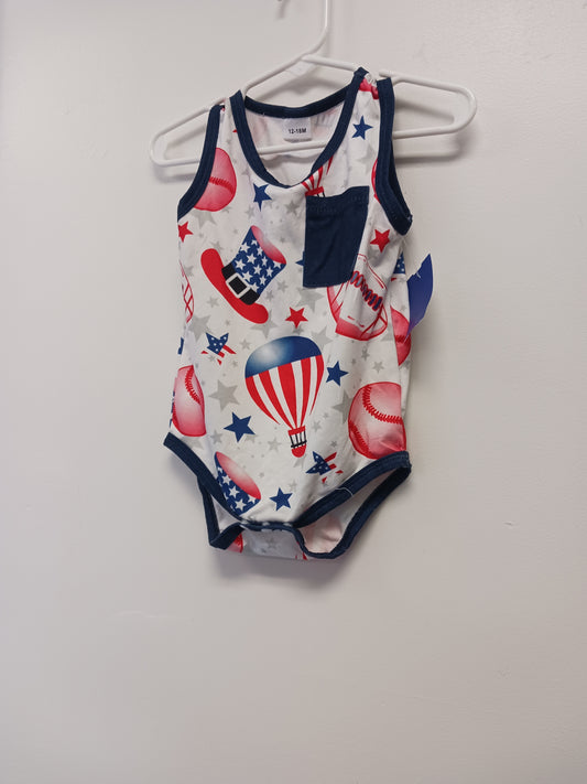Red/White/Navy Onesie Tank Top, 12M B