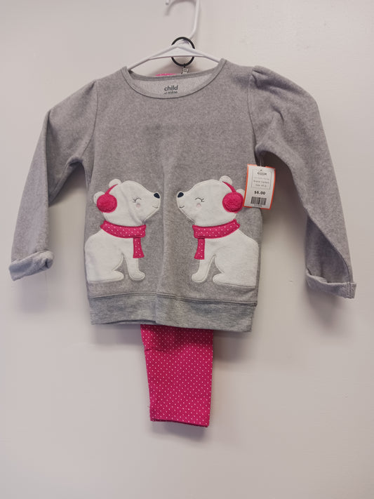 Grey/Pink Polar Bear Carters Outfit, 4T G