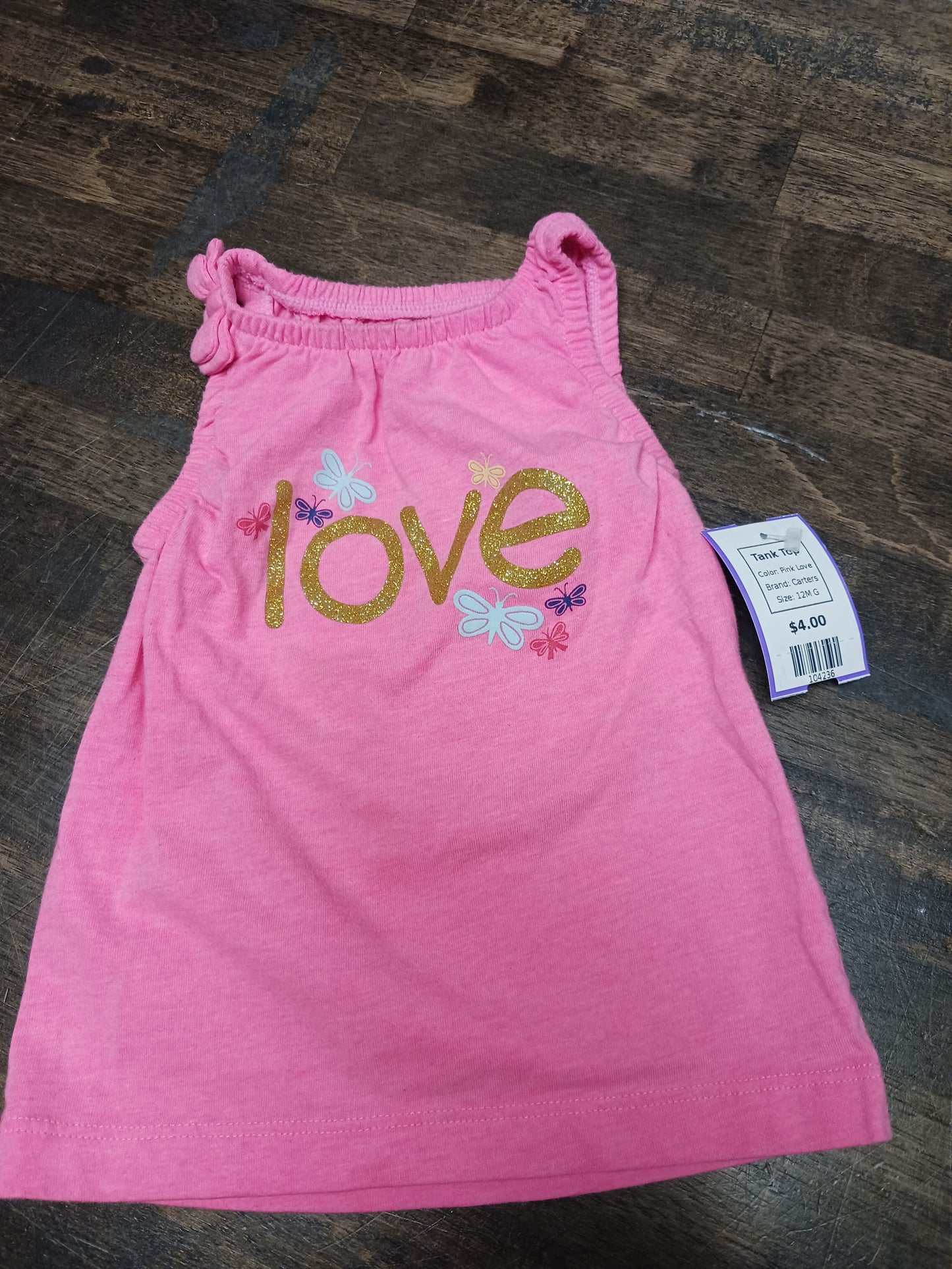 Pink Love Carters Tank Top, 12M G