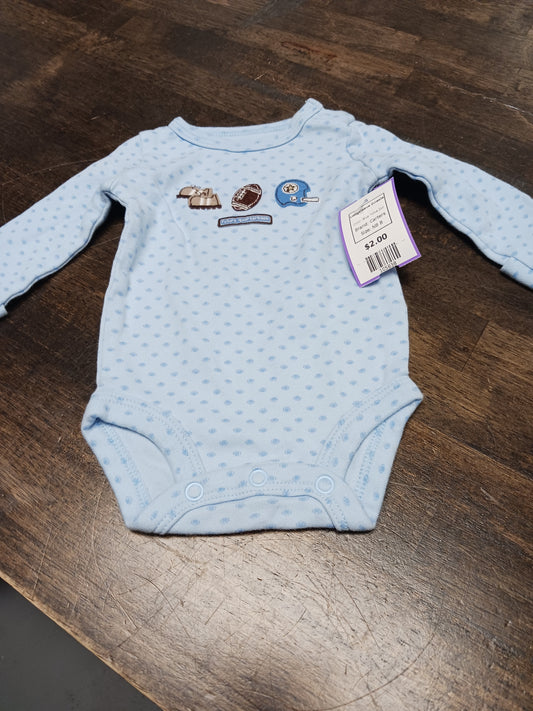 Blue Polka Dot Carters Longsleeve Onesie, NB B