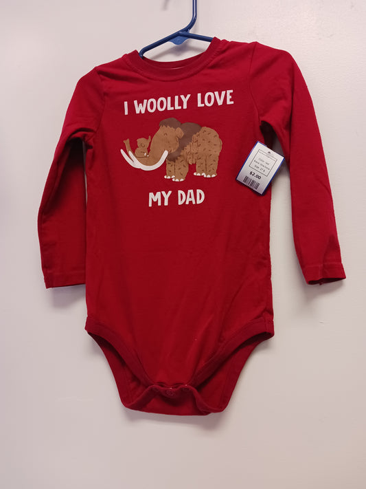 red Okie Dokie Long Sleeve Wooly love Dad Onesie, 2T B