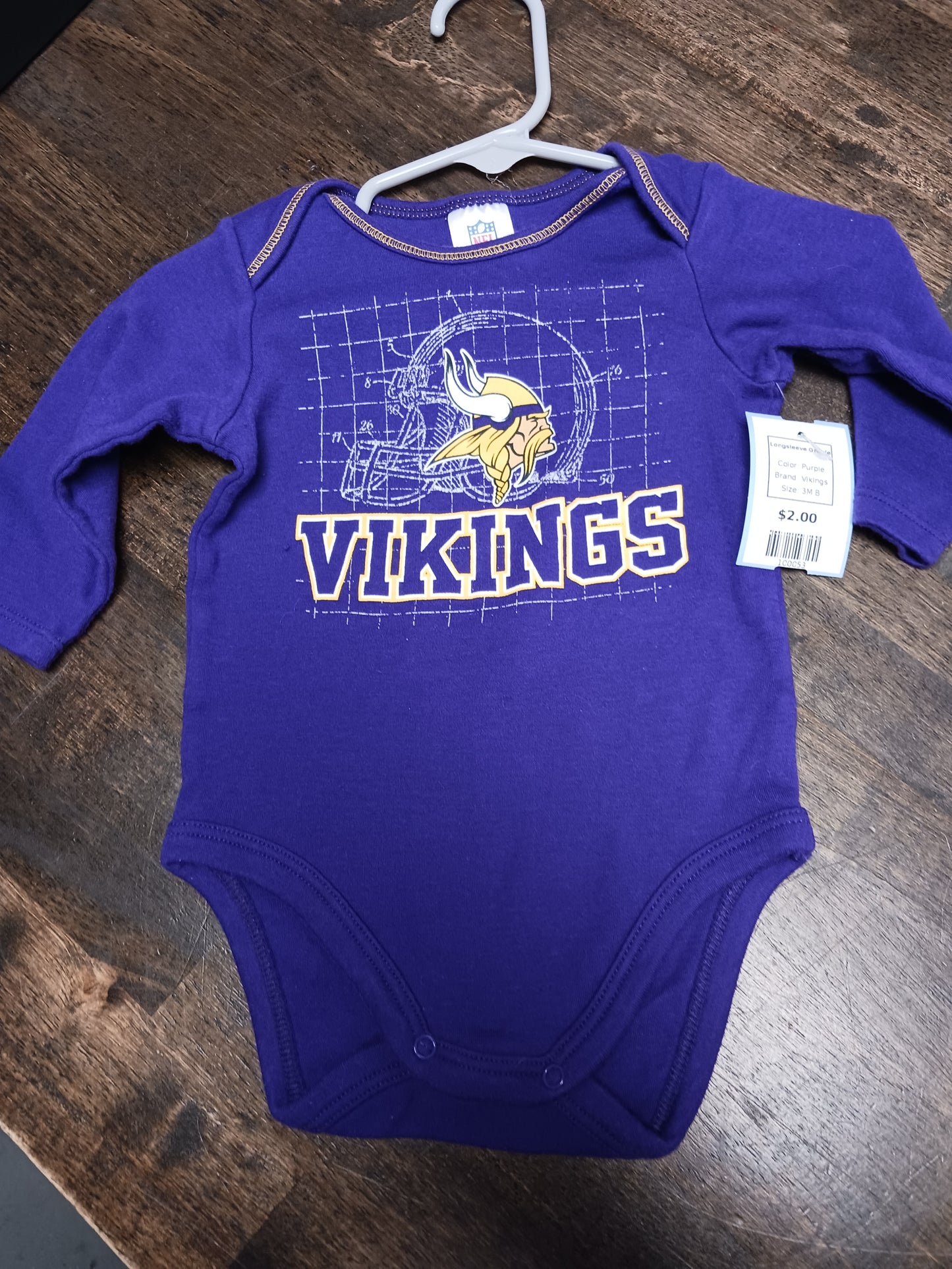 Purple Vikings Longsleeve Onesie, 3M B