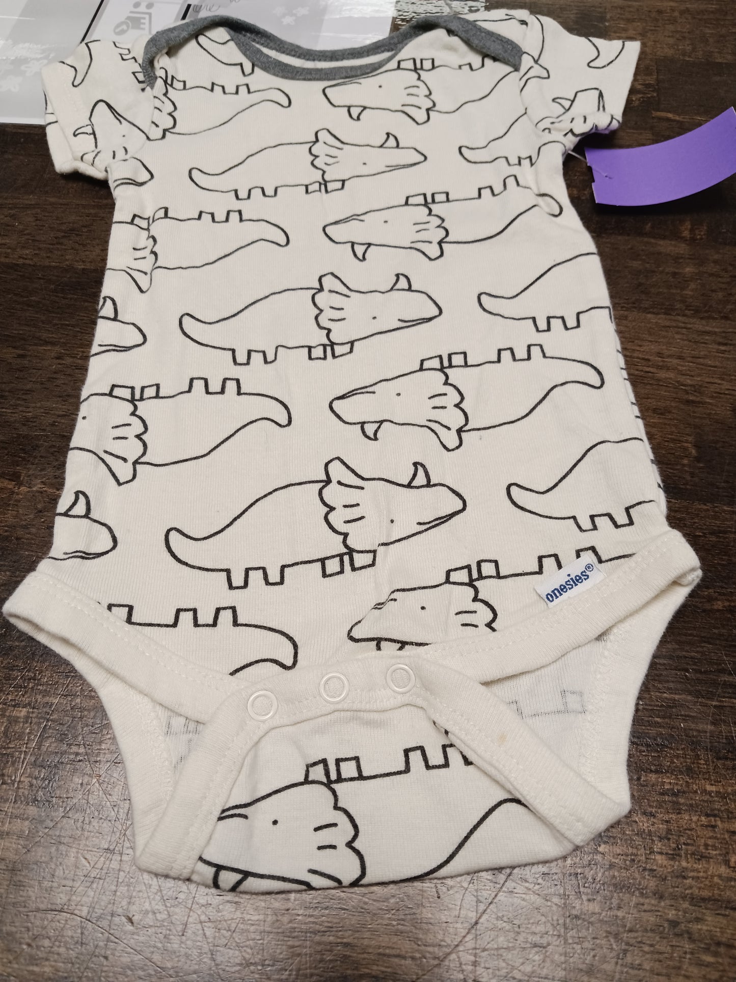 White/Grey Rhino Gerber Onesie, 3M B