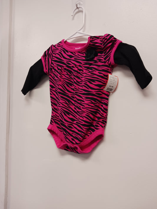 Pink/Black Garanimals Long Sleeve Cheetah Onesie, 12M G