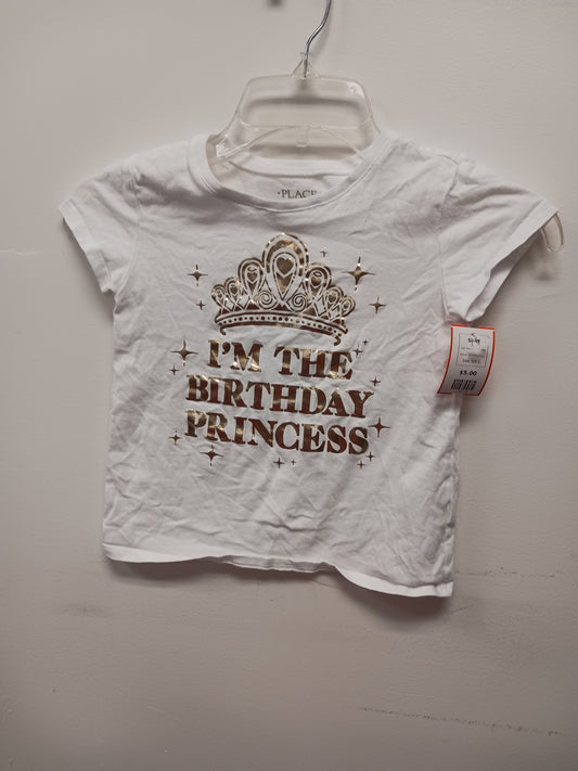 White Birthday Princess Childrens Place Shirt, 5/6 G