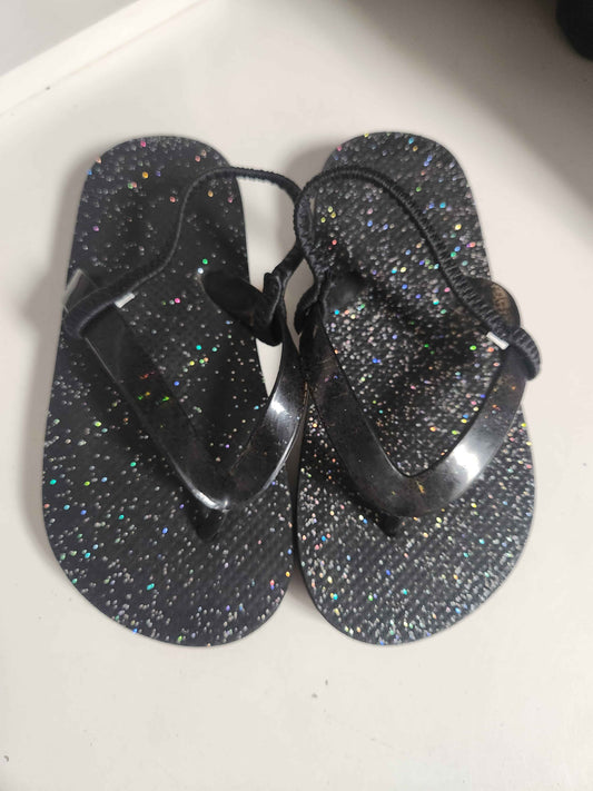 Black Glitter  Flip Flops, 10C G