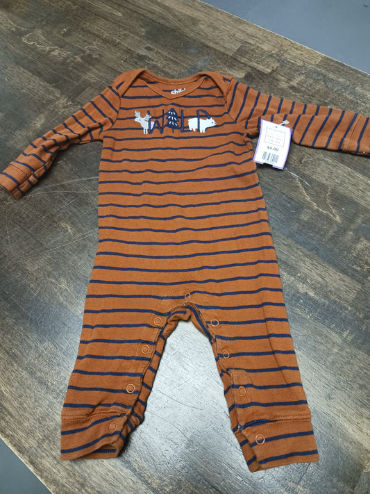 Brown/Navy Striped Carters Pant One Piece, 3M B