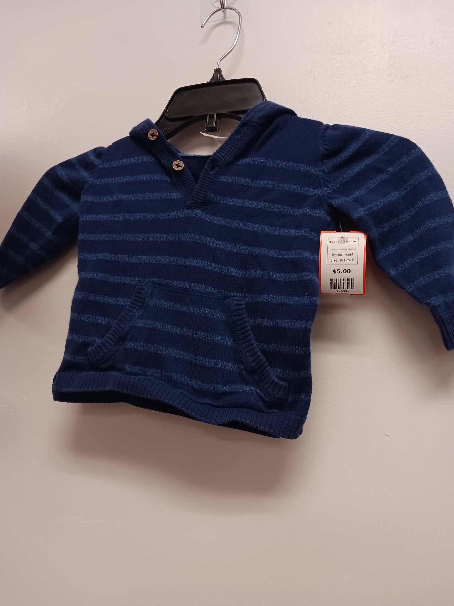 Navy/Blue Striped H&M Hooded Sweater, 9-12M B